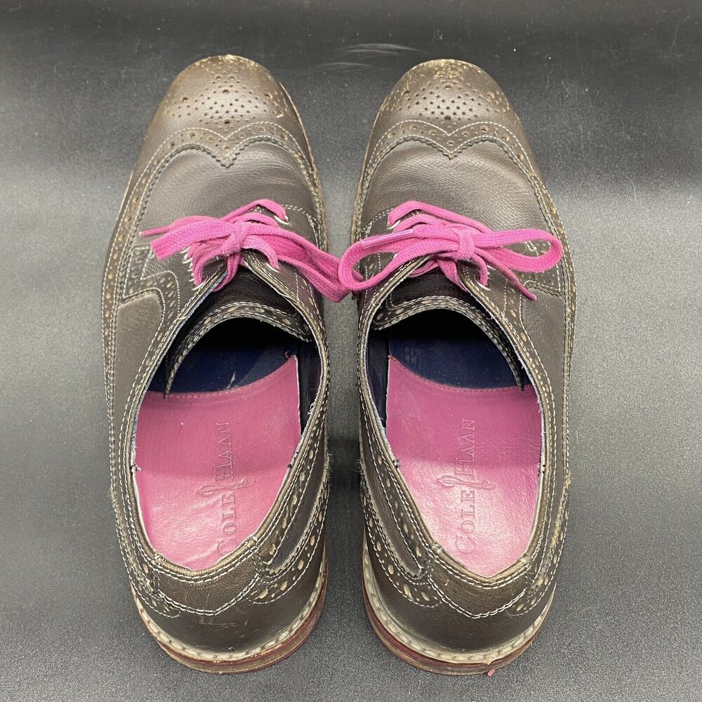 Cole Haan Leather Wing Tip Oxfords Pink Soles Men's Size 8.5M C11078 - Picture 6 of 8